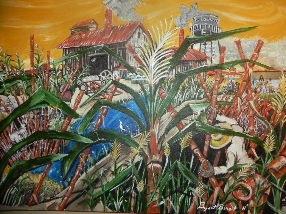 Louisiana Sugar Mill, mixed media collage by Bryant Benoit