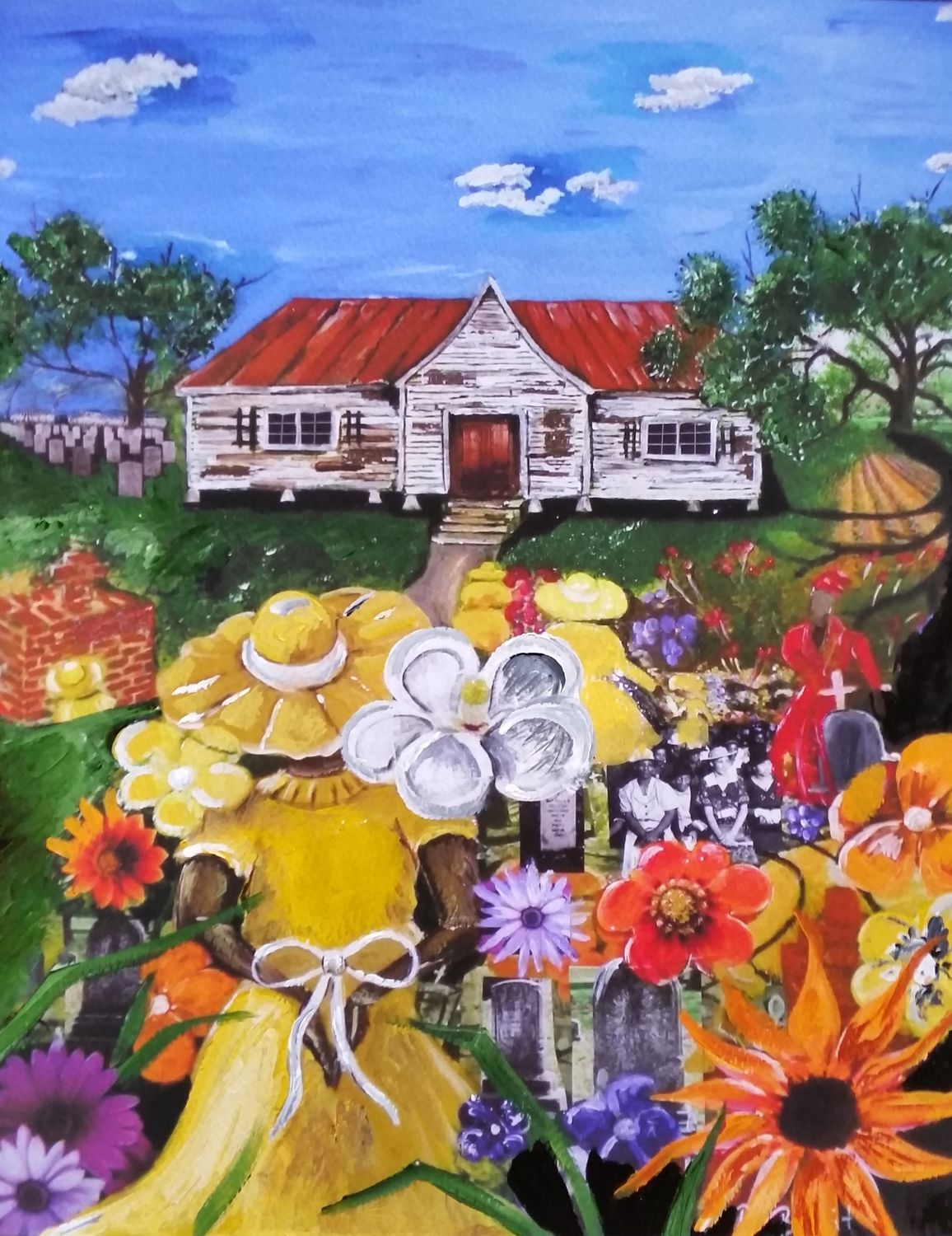 Sunday Mass, mixed media collage by Bryant Benoit